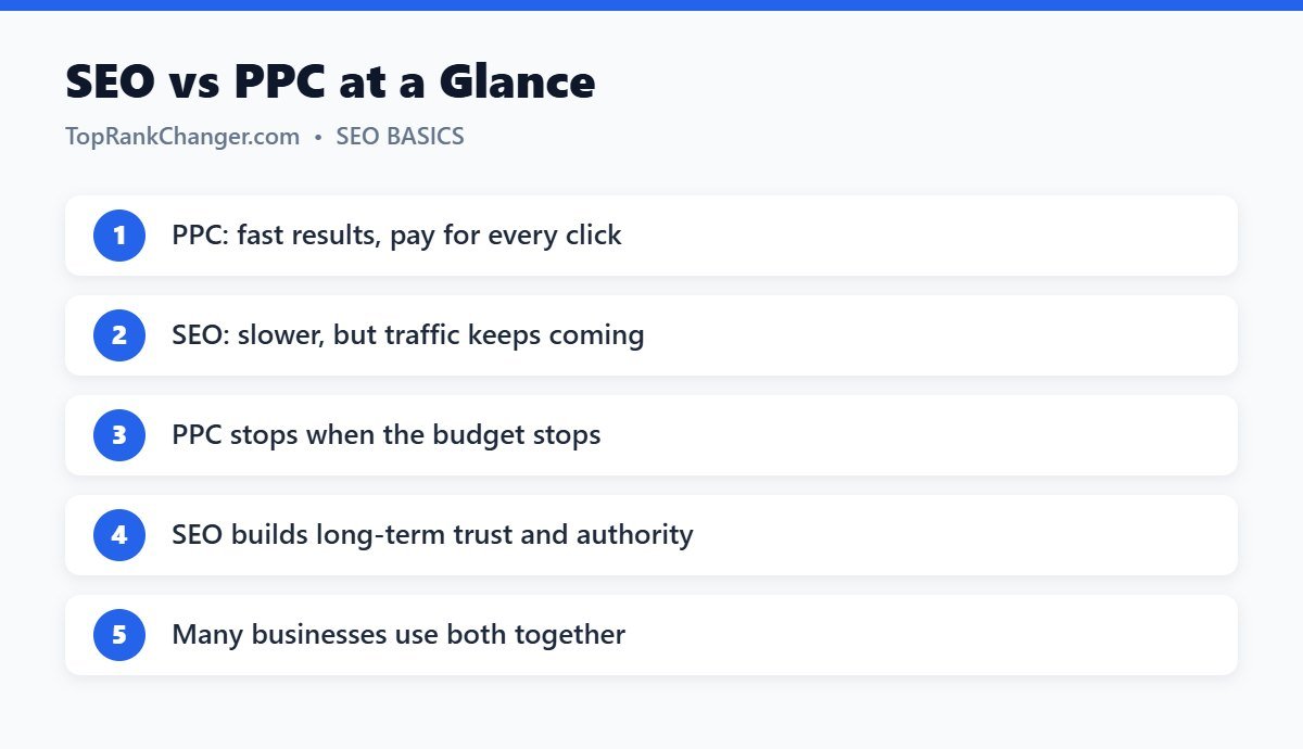 SEO vs PPC at a Glance