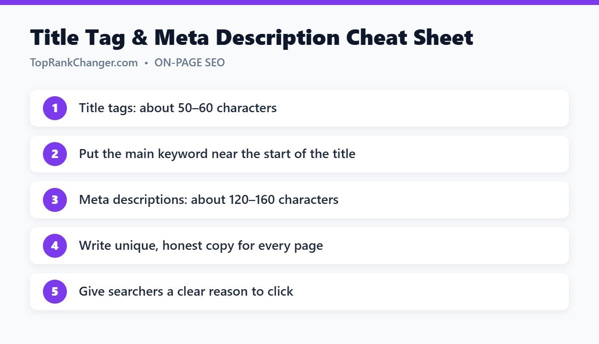 Title Tag & Meta Description Cheat Sheet